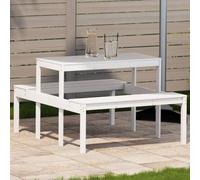 DYRJDJWIDHW Table de Pique-Nique Extérieur en Bois Massif de Pin Blanc 110x134x75 cm - Robuste et Stable pour Jardin, Terrasse, Patio Design Lattes Anti-Eau - Idéale pour Repas en Plein Air