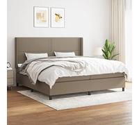 DYRJDJWIDHW Taupe Fabric Bed Frame with Slatted Base and Mattress Set 200x200 cm, Adjustable Headboard, Pocket Spring Mattress for Back and Stomach Sleepers, Complete Bedroom Solution