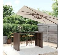DYRJDJWIDHW Trendy Brown Rattan Bar Table with Tempered Glass Top 185x80x110cm, Weather-Resistant Poly Rattan & Powder-Coated Steel Frame, Perfect for Garden Patio Outdoor Dining