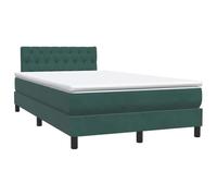 DYRJDJWIDHW Velours Bed Frame with LED Lights and Mattress Set 120x220cm Dark Green, Adjustable Headboard, Pocket Spring System for Ultimate Comfort and Relaxation