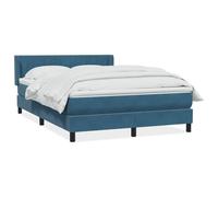 DYRJDJWIDHW Velours Bed Frame with Slatted Base and Mattress Set 140x220cm Dark Blue - Pocket Spring Mattress, Adjustable Headboard, Comfortable Topper for Ultimate Sleep Experience