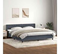 DYRJDJWIDHW Velours Bed Frame with Slatted Base and Pocket Spring Mattress Set 200x210cm Dark Grey Complete Bedroom Furniture for Restful Sleep