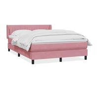 DYRJDJWIDHW Velrose Queen Size Bed Frame with Mattress 140x220 cm, Pink Velvet Upholstered Platform Bed with Headboard, Pocket Spring Mattress and Topper, Modern Bedroom Furniture Set for Adults