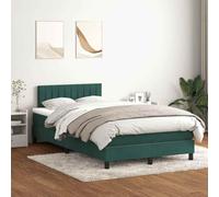 DYRJDJWIDHW Velvet Bed Frame with LED Lights and Mattress Set 120x220cm Dark Green, Adjustable Headboard, Pocket Spring Mattress for Bedroom Comfort