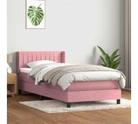 DYRJDJWIDHW Velvet Rose Bed Frame with Mattress 100x220 cm, Slatted Base, Pocket Spring Support, Adjustable Headboard for Bedroom and Guest Room Comfort