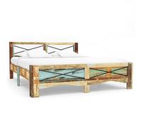 DYRJDJWIDHW Vintage Reclaimed Wood Bed Frame King Size 140x200 cm Solid Antique Bedroom Furniture with Unique Grain Patterns Durable Stable Design