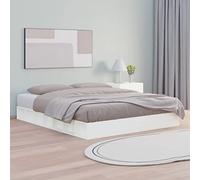 DYRJDJWIDHW White 200x200 cm Solid Pine Wood Bed Frame Without Mattress, King Size Platform Bed with Slats, Minimalist Design for Small Spaces Bedroom, Sturdy Structure for Better Sleep