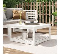 DYRJDJWIDHW White Garden Table 82.5x82.5x45cm Solid Pine Wood Outdoor Dining Table for Patio Terrace Rustic Elegant Design with Storage Shelf Stable Surface