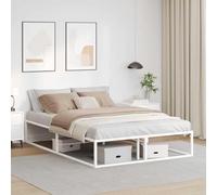 DYRJDJWIDHW White Metal Bed Frame 140x200 cm Queen Size Platform Bed Base with Elegant Design for Modern Bedroom and Guest Room, Easy Assembly, No Box Spring Needed