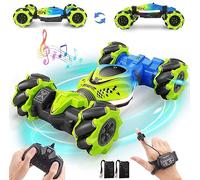 Dysaim RC Stunt Auto Car Télécommandée avec commande manuelle 2,4GHz 4WD 360° Rotation Offroad Drift Car Musique Eclairage 2 Batterie pour enfants 6-12 ans Voiture Telecommandé Tout Terrain