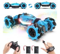 Dysaim Voiture Telecommandé Tout Terrain RC Stunt Auto Car Télécommandée avec Commande Manuelle 2,4GHz 4WD 360° Rotation Offroad Drift Musique Eclairage 2 Batterie Noël Cadeau pour Enfants