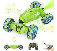 Dysaim Voiture Télécommandée Enfant, 4WD Voiture Télécommandée La Main, 2,4Ghz RC Car Drift, Rotation à 360°, Avec Lumière,Musique,Pulvérisation, Cadeau Noël pour Garçons Filles 6 7 8 9 10 12 Ans,Vert