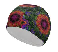 Dyscalibro Bonnet de bain, kaléidoscope psychédélique, bonnet de bain pour cheveux longs et courts
