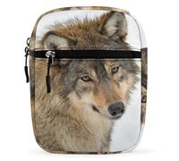 Dyscalibro Sac à bandoulière, petit sac à bandoulière en forme d'écureuil, multi-usage pour le travail, les voyages d'affaires, Tête de loup marron., Taille unique