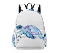 Dyscalibro Sac à dos coloré avec chevaux de dessin animé - Sac à dos décontracté pour l'extérieur, le sport, les voyages, Aquarelle tortue de mer., 42 x 30 x 15 cm