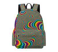 Dyscalibro Sac à dos décontracté avec texture peau d'alligator pour l'extérieur, le sport, les voyages, Trippy psychédélique arc-en-ciel., 42 x 30 x 15 cm