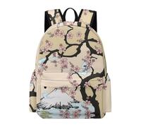 Dyscalibro Sac à dos décontracté en forme de champignon trippy pour l'extérieur, le sport, les voyages, Cerisier des Montagnes Fuji au Japon, 42 x 30 x 15 cm