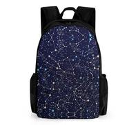 Dyscalibro Sac à dos violet avec poches pour randonnée, camping, voyage, Constellations phosphorescentes Midnight, 42x30.5cm