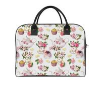 Dyscalibro Sac à main de voyage, sac fourre-tout bouledogue français, sac à bandoulière décontracté, Gâteau et théière Floral, Taille unique