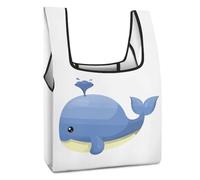 Dyscalibro Sac à provisions pliable, sac d'épicerie réutilisable à pois noirs et blancs, sac fourre-tout lavable pour un usage quotidien, sacs de voyage, Phare baleine de dessin animé, Taille unique