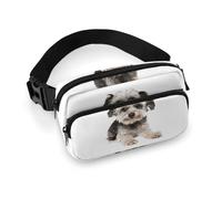 Dyscalibro Sac banane 3D pour perroquet aquarelle - Sac banane réglable pour course à pied, marche, randonnée, Joli Yorkshire Terrier., 20x13cm