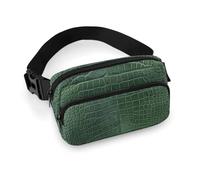 Dyscalibro Sac banane réglable pour course à pied, marche, randonnée et drapeau du Brésil vert, Peau d'alligator, 20x13cm