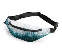 Dyscalibro Sac banane, sac banane à texture peau d'alligator, sac banane réglable pour course à pied, marche, randonnée, Bleu sarcelle pailleté, 36*15cm