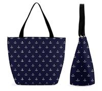 Dyscalibro Sac fourre-tout avec fermeture éclair, Fuji Mountain Cherry Tree au Japon, sac de plage, grand sac à bandoulière pour le quotidien, les voyages, Ancre simple sur le thème nautique., 28.5 x