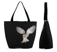 Dyscalibro Sac fourre-tout avec fermeture éclair, sac de plage dinosaure noir, grand sac à bandoulière pour le quotidien, les voyages, Chouette grange, 28.5 x 18 x 32.5 cm