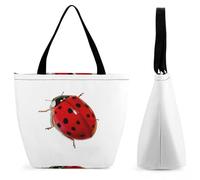 Dyscalibro Sac fourre-tout avec fermeture éclair, sac de plage, grand sac à bandoulière pour le quotidien, les voyages, Jolie coccinelle, 28.5 x 18 x 32.5 cm