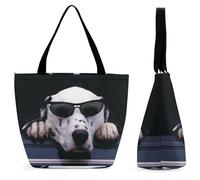Dyscalibro Sac fourre-tout avec fermeture éclair, sac de plage vintage Union Jack drapeau britannique, grand sac à bandoulière pour le quotidien, les voyages, Dalmatien., 28.5 x 18 x 32.5 cm