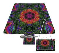Dyscalibro Tapis de pique-nique, kaléidoscope psychédélique carré, tapis d'extérieur, 148 cm x 148 cm