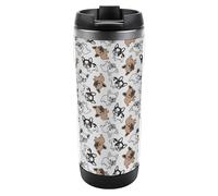 Dyscalibro Tasse à café de voyage isotherme en acier inoxydable de 380 ml, jolie tasse de voyage avec couvercle étanche, fond antidérapant