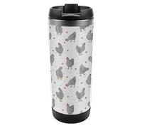 Dyscalibro Tasse à café de voyage isotherme en acier inoxydable de 380 ml, jolie tasse de voyage avec couvercle étanche, fond antidérapant