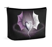 Dyscalibro Trousse de maquillage portable avec fermeture éclair pour un usage quotidien, voyage, Dragons violets et écrits, One Size