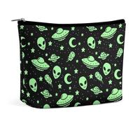 Dyscalibro Trousse de toilette portable avec fermeture éclair pour un usage quotidien, voyage, Green Alien Moon UFO., One Size