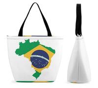 Dyscalibro Zebra-7761394 Sac fourre-tout avec fermeture éclair, grand sac à bandoulière pour le quotidien, les voyages, Drapeau du Brésil vert, 28.5 x 18 x 32.5 cm