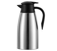 Dyserbuy Carafe à café thermique de 2 L, isotherme à double paroi en acier inoxydable, thermos avec bouton pression, distributeur de boissons pour café, thé, boisson, argent
