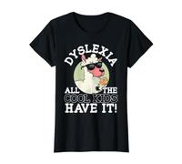 Dyslexia All The Cool Kids Have It Lama de Sensibilisation à la dyslexie T-Shirt Graphique avec Valeur, Femme, Noir, XS