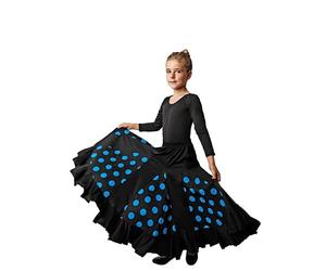 Dysmad Costumizate ! Jupe de flamenco pour fille avec volant et pois avec couleurs au choix., bleu, 8 ans