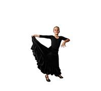 Dysmad Costumizate Jupe Flamenco à Deux Volants pour Fille Tailles et Couleurs au Choix, Noir , 12 ans