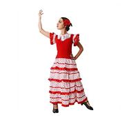 Dysmad Costumizate! Robe sévillante pour femme adulte en différentes tailles et motifs, Blanc/rouge, 42