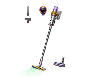 Dyson V15 Detect Absolute Aspirateur-balai 2 en 1 sans sac HEPA batterie 60 min acier inoxydable avec têtes De-tangling Motorbar et Fluffy Optic