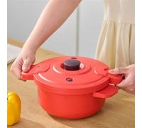 DystopiaWorld Autocuiseur Micro-Ondes 2,3L Rouge, Cocotte Minute 27,5x14cm | Polypropylène silicone, cuisson sous-pression, préserve les nutriments, fermeture sécurisée, adapté aux petits espaces