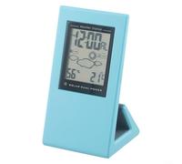 DystopiaWorld Horloges de jardin étanches à l'eau, horloge solaire météo, température, humidité, avec affichage en temps réel, avec design compact et robuste (bleu)