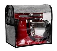 DystopiaWorld Housse de Protection pour Batteur KitchenAid, Tissu Oxford Durable avec Poches de Rangement - Anti-Poussière, Lavable - Compatible 5/7/7.6 litres (Gris Lin, 35.5x23x35.5cm)