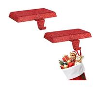 DystopiaWorld Porte-chaussettes de Noël colorés, avec base et crochet de sécurité, pour cheminées, étagères et tables, 12 x 6 cm (rouge)