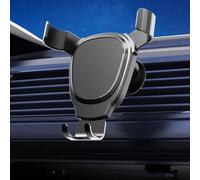 DystopiaWorld Support de téléphone pour grille d'aération de voiture, rotation à 360 degrés, avec caoutchouc antidérapant, noir, argenté