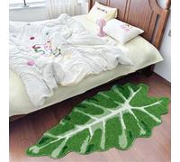 DystopiaWorld Tapis de bain Monstera inspiré de la nature, avec feuilles tropicales vertes et envers en caoutchouc TPR, pour salle de bain, cuisine, espace de vie, 49,8 x 100,1 cm