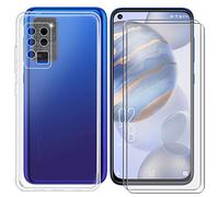 DYSu Coque pour Oukitel C21 (6.40 Pouces) Cover + [2 Pièces] Verre trempé Film Protection Housse Transparente TPU Etui Silicone Bumper Back Case et Film trempé pour Oukitel C21 - Transparent